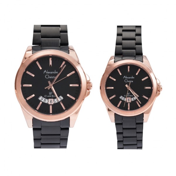 Alexandre Christie AC 8676 Rosegold Black Couple Alexandre Christie AC 8676 Rosegold Black Couple